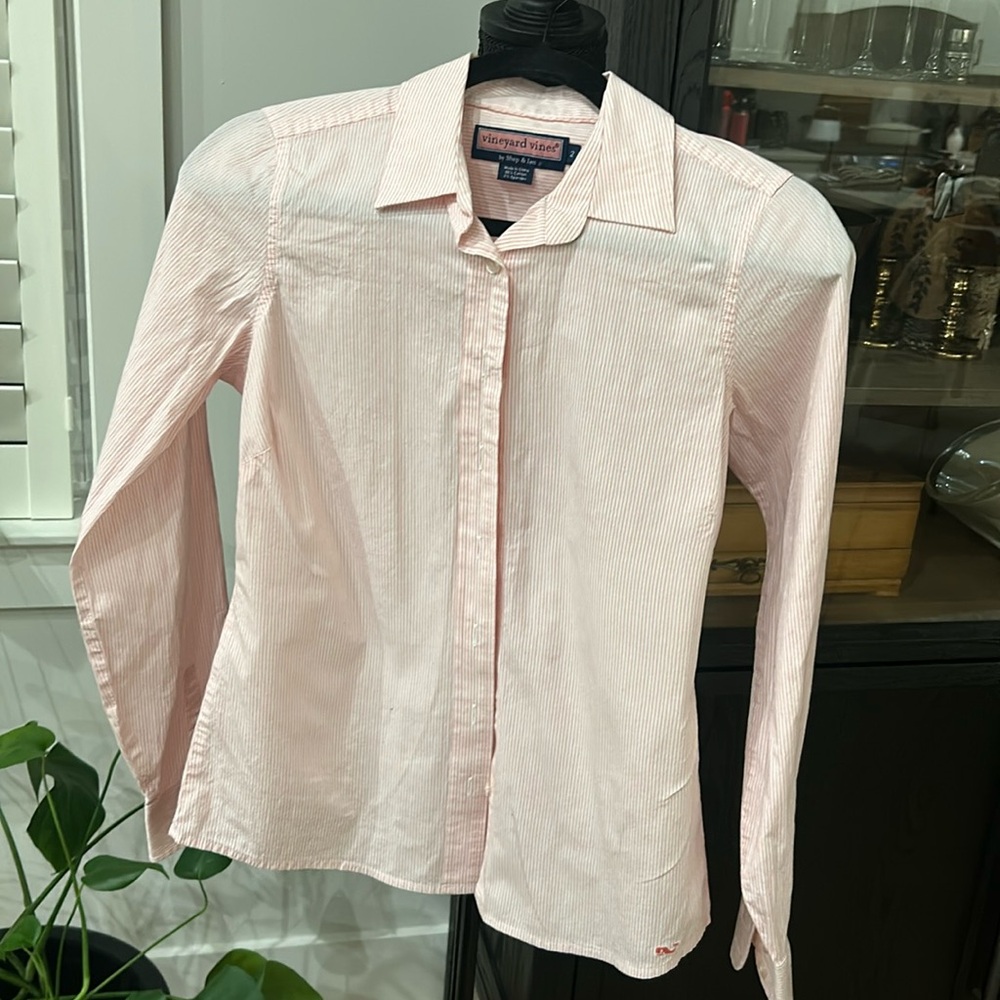 Vineyard Vines pink pin stripe button down